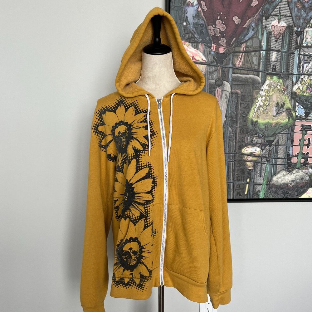 Bella + Canvas Mustard Graphic Zip-up Hoodie L